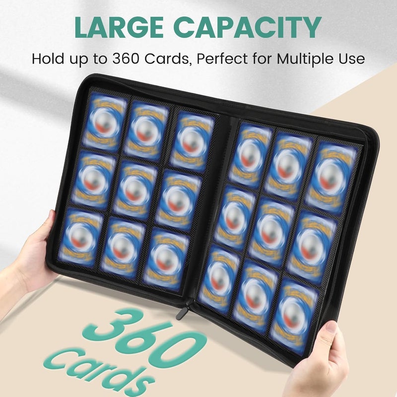 lanfrom 9 Pocket Card Binder, Premium Ringless Trading Card Binder 360 Side Loading Pocket PU Card Collection Binder, Sturdy Collectible Card Albums Card Folder for MTG, TCG, Sports Cards, Game Cards-Green - Image 3